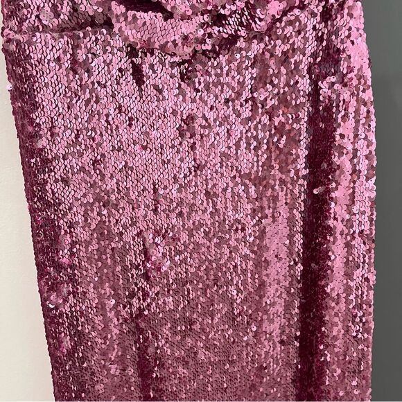Lovers and Friends Maxi Dress Pink Sequin Lilium Gown Rosette Floral size XS - Picture 6 of 12